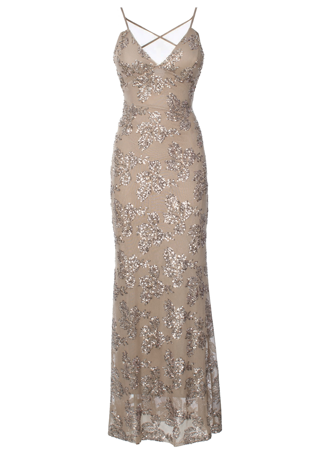 ABITO LUNGO PAILLETTES S/MANICHE 2 TG 95% PL 5% EA MADE IN ITALY